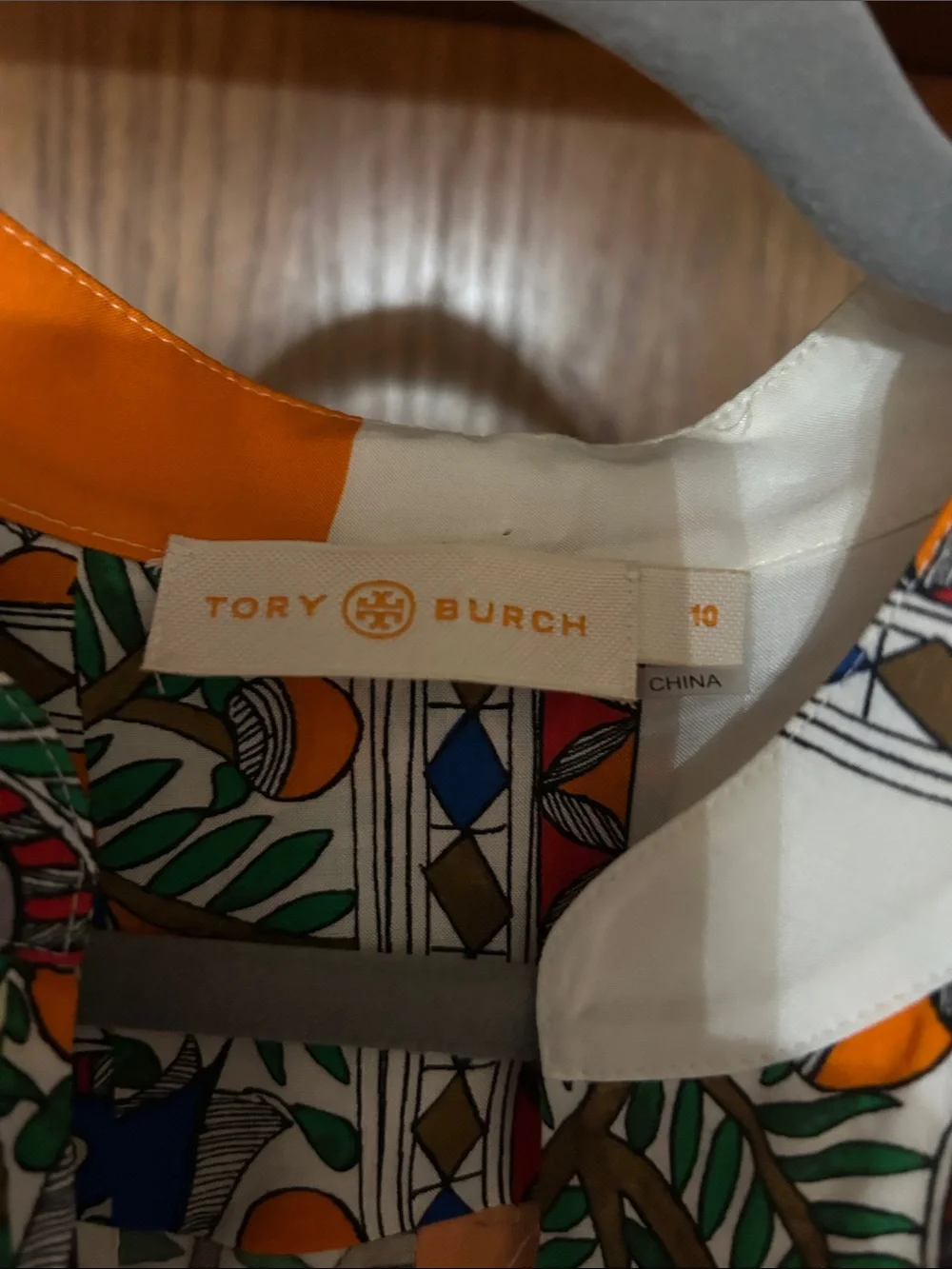 Tory Burch Orange & White Mixed-Print Midi Dress